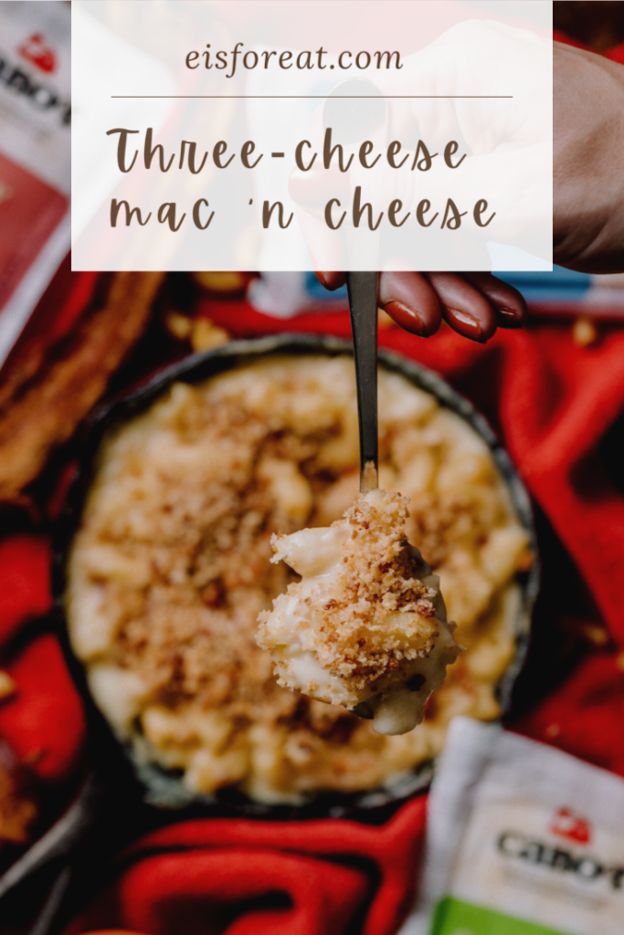 Three-cheese Mac 'n cheese from e is for eat featuring Cabot Cheeses